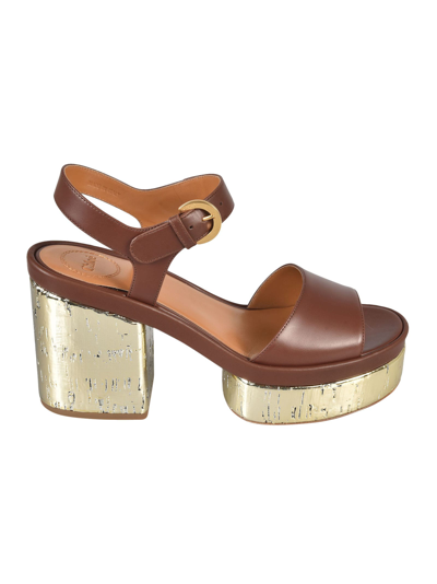 Shop Chloé Odina Leather Sandals In Brown