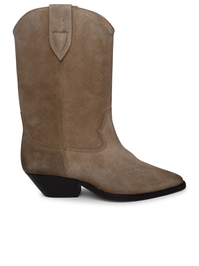 Shop Isabel Marant Duerto Suede Cowboy Boots In Taupe