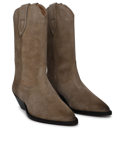 Shop Isabel Marant Duerto Suede Cowboy Boots In Taupe