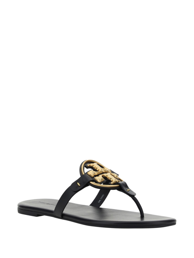 Tory Burch Miller Nappa Leather Logo Sandals In Black