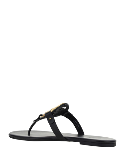 Tory Burch Miller Nappa Leather Logo Sandals In Black