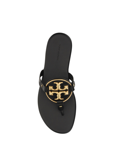 Tory Burch Miller Nappa Leather Logo Sandals In Black
