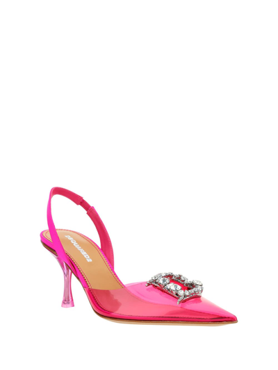 Dsquared2 80mm Embellished-logo Slingback Pumps In Fucsia