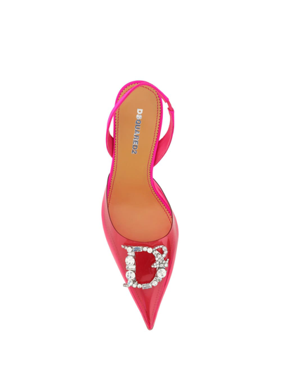 Dsquared2 80mm Embellished-logo Slingback Pumps In Fucsia