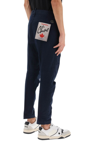 Dsquared2 Sexy Stretch Cotton Chino Pants In Navy Blue (blue)