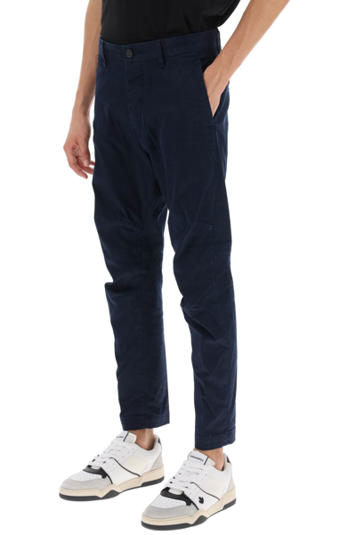 Dsquared2 Sexy Stretch Cotton Chino Pants In Navy Blue (blue)