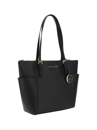 Shop Michael Michael Kors Jet Set Saffiano Leather Tote In Black