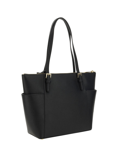 Shop Michael Michael Kors Jet Set Saffiano Leather Tote In Black