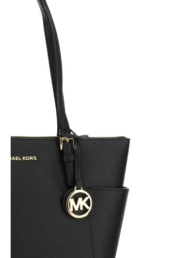 Shop Michael Michael Kors Jet Set Saffiano Leather Tote In Black