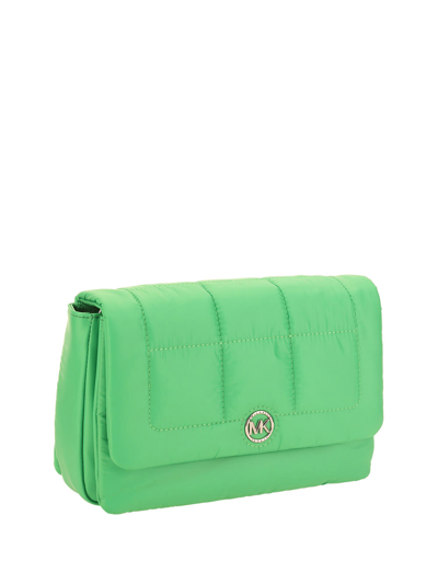 Michael Michael Kors Quilted Green Lilah Bag With Adjustable Shoulder Strap In Palm