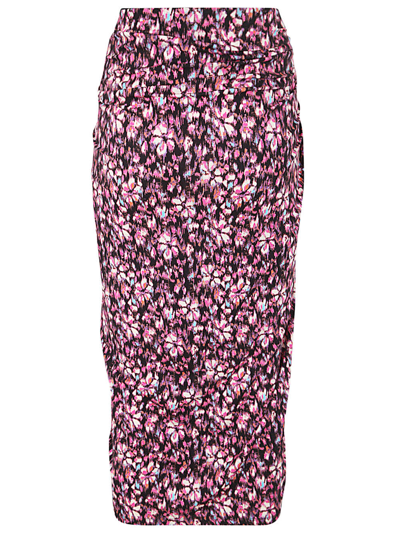 Shop Marant Etoile Floral-printed Twist-detailed Crepe Skirt In Mipk Midnight Pink