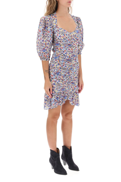 Shop Marant Etoile Lunesa Cotton Mini Dress In Multicolor