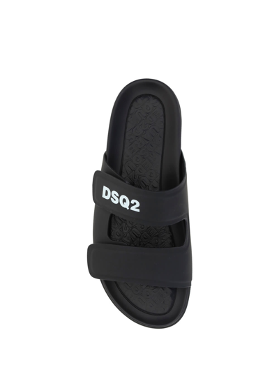 Shop Dsquared2 Black Sandal With Logo In 2124