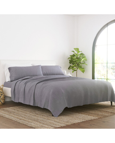 Shop Home Collection Linen Bamboo Blend Premium Ultra Soft 4pc Sheet Set In Gray