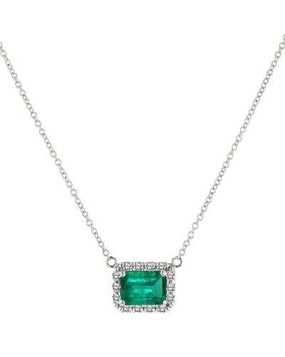 Diana M. Fine Jewelry 14k 1.14 Ct. Tw. Diamond & Emerald Pendant Necklace
