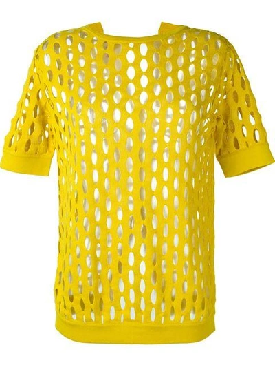 Shop Marni Perforated Knit Top - Yellow