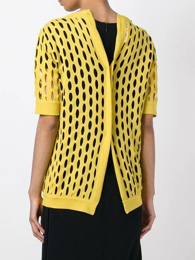Shop Marni Perforated Knit Top - Yellow