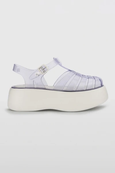 Shop Melissa Possession Plato Jelly Platform Sandal In Clear/white, Women's At Urban Outfitters