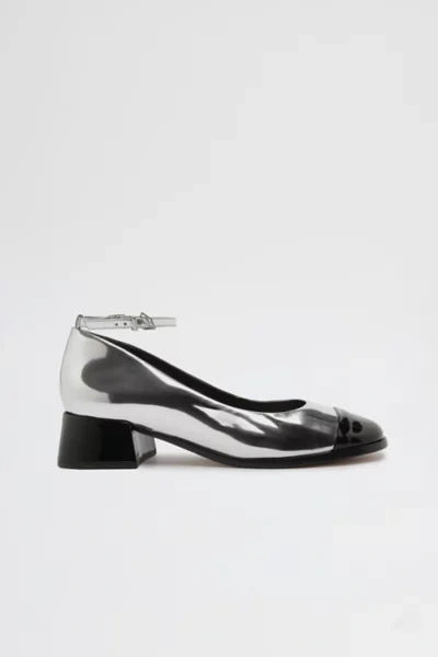 Shop Schutz Dorothy Leather Ballet Flat In Prata/black, Women's At Urban Outfitters