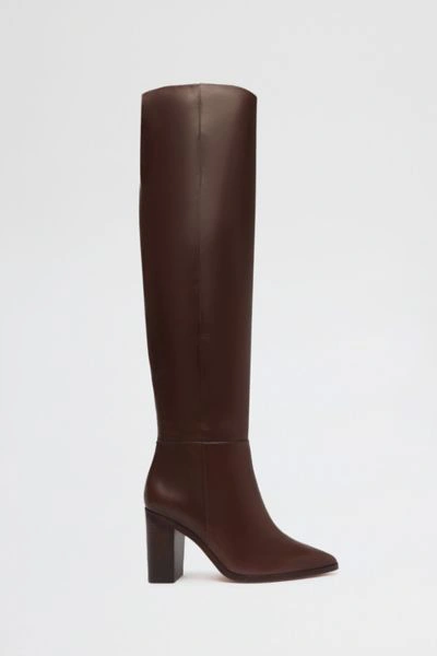 Shop Schutz Mikki Leather Over-the-knee Boot In Dark Chocolate, Women's At Urban Outfitters