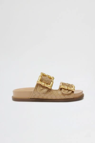 Shop Schutz Enola Woven Leather Buckle Slide In Light Nude, Women's At Urban Outfitters