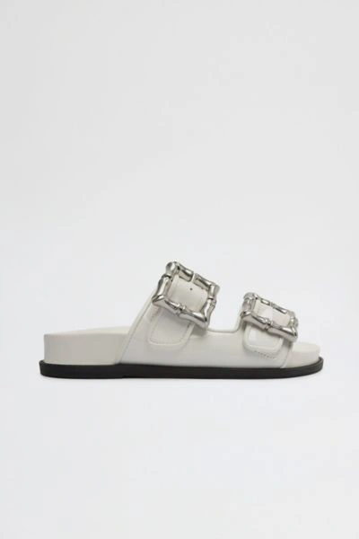 Shop Schutz Enola Leather Buckle Slide In Pearl, Women's At Urban Outfitters