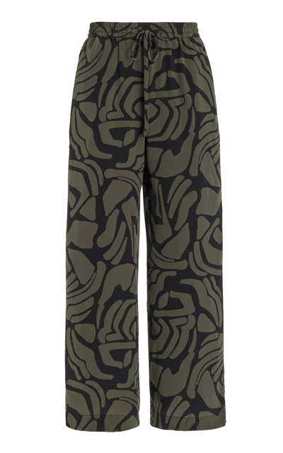 Shop Matteau Organic Silk Wide-leg Pants In Green