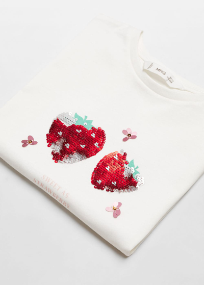 Shop Mango Sequin Print T-shirt Off White