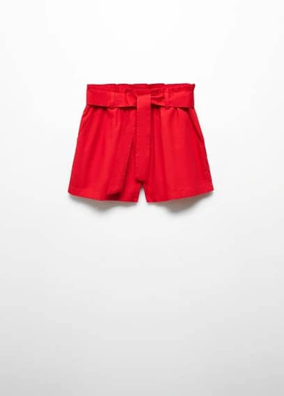 Shop Mango Paperbag Shorts With Belt Red