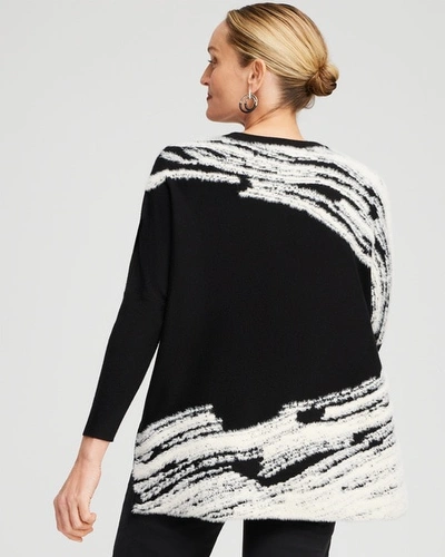 Shop Chico's Cashmere Blend Jacquard Sweater Poncho In Black Size Xxs/xs |