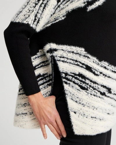 Shop Chico's Cashmere Blend Jacquard Sweater Poncho In Black Size Xxs/xs |