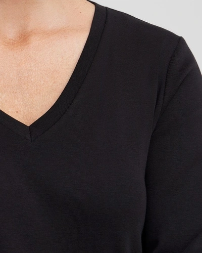 Chico's 3/4 Sleeve V-neck Tee In Black Size 16/18 |  In Black