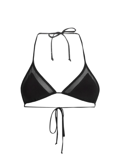 Shop Norma Kamali Women's Mesh Triangle Bikini Set In Black Mesh