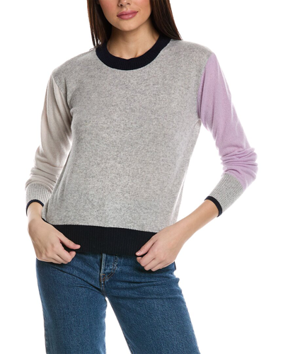 Shop Brodie Cashmere Colorblock Cashmere Sweater In Grey