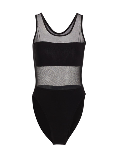 Shop Norma Kamali Women's Dash Dash Mio Mesh One-piece Swimsuit In Black Mesh