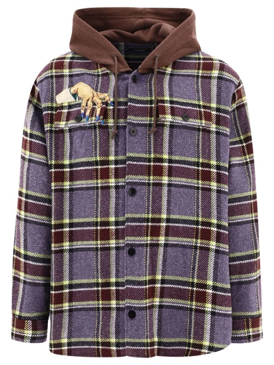 Shop Undercover "hand" Hooded Overshirt In Purple