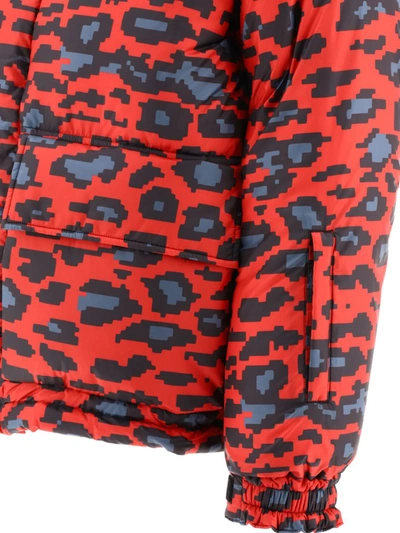 Shop Undercover Down Jacket With Pixel Print In Red