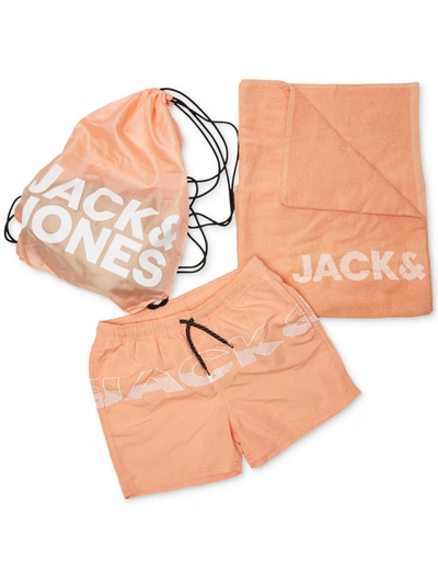 Shop Jack & Jones Mens Boardshorts Beachwear Swim Trunks In Pink