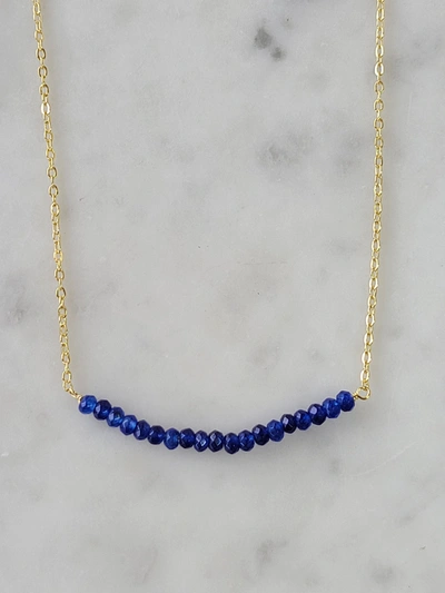 Shop A Blonde And Her Bag Michelle Bar Necklace In Sapphire In Blue