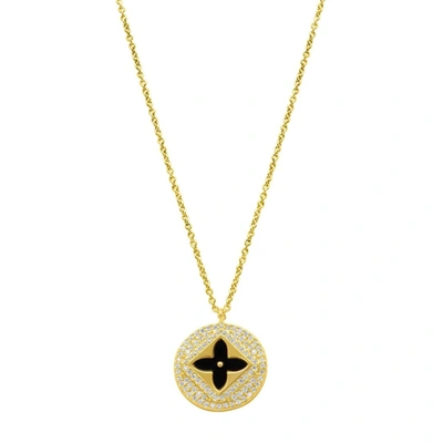 Shop Adornia Black Inlay Pave Clover Necklace Gold