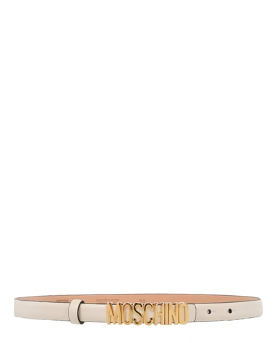 Shop Moschino Logo Leather Belt In Brown