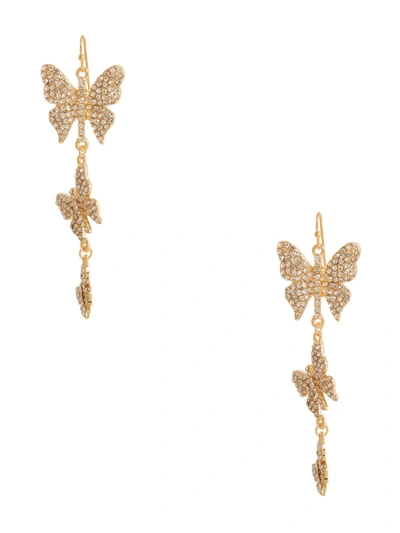 Shop Guess Factory Rhinestone Butterfly Dangle Earrings In Silver