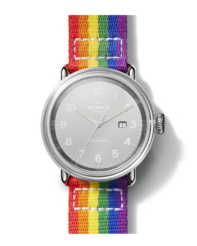 Shop Shinola Detrola Unisex Pride Watch Gift Set In Silver