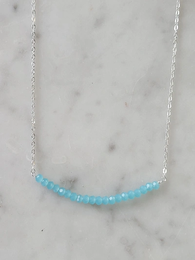 Shop A Blonde And Her Bag Michelle Bar Necklace In Chalcedony In Blue
