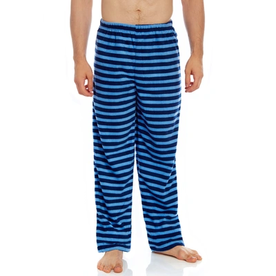 Shop Leveret Mens Fleece Pajama Pants Striped In Blue
