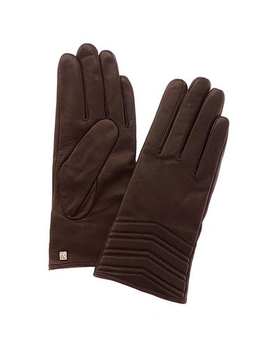 Shop Bruno Magli Chevron Quilted Cashmere-lined Leather Gloves In Black