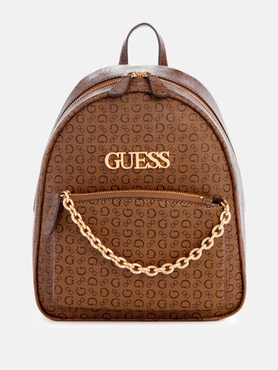 Shop Guess Factory Creswell Logo Backpack In Brown