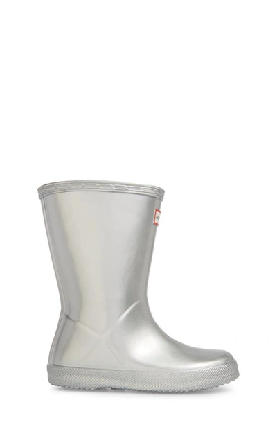 Shop Hunter First Classic Metallic Waterproof Rain Boot In Silver