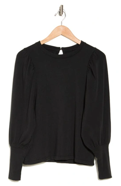 Shop Madewell Puff Sleeve Brushed Jersey Top In True Black