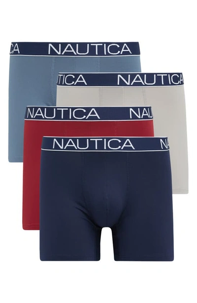 Shop Nautica 4-pack Micro Boxer Briefs In Peacoat/ Rhubarb Rose